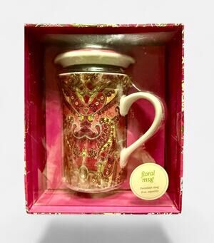 Barnes & Noble Chaimont Paisley Berry Mug w/Lid 8oz NIB